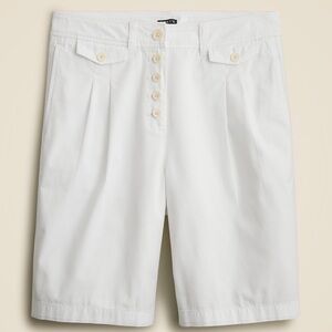 J Crew Women's White Button-Front Shorts Pleated button-front short in chino